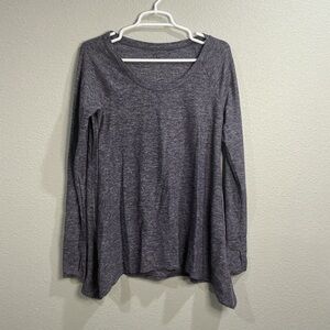 Lululemon Rehearsal Long Sleeve Rulu Top Heathered Black Swan Thumbholes size 4